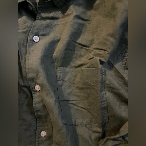 GAP Linen-Blend Green Long Sleeve Button Up XL - Picture 3 of 5